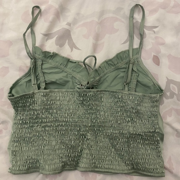 Shiny Green Lace Up Cami Top - Picture 5 of 9